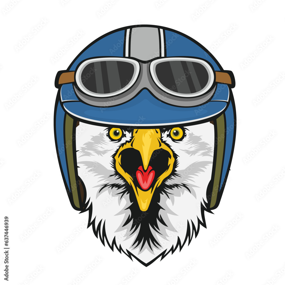 eagle biker mascot vector art illustration cartoon design