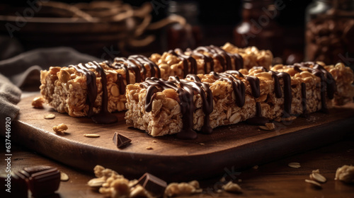 granola bars drizzled with honey or chocolate.