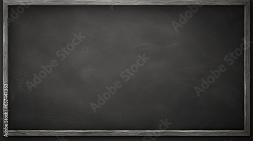 a horizontal format of a black chalkboard as a background with space for copy in Education-themed, photorealistic illustrations in JPG. Generative ai