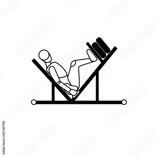 Leg press machine of a person