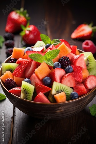 Bowl of healthy fresh fruit salad  AI Generated