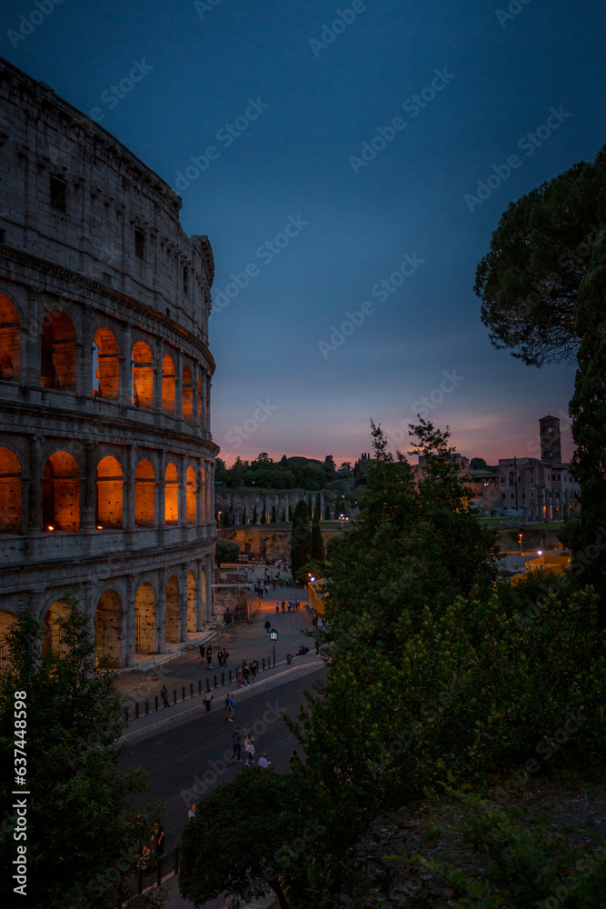 Colosseum in the evening, Colosseo, Roma, Rome, Italy 