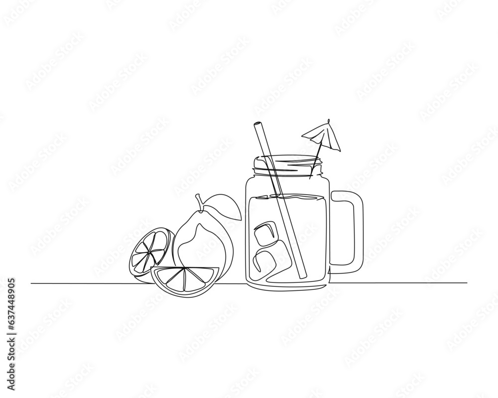 Continuous one line drawing of lime juice. lemon or lime juice outline