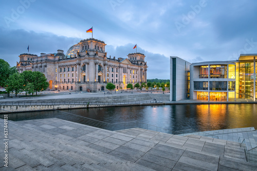 Government district (Regierungsviertel) with Reichstag building along the Spree River, Berlin, Germany photo