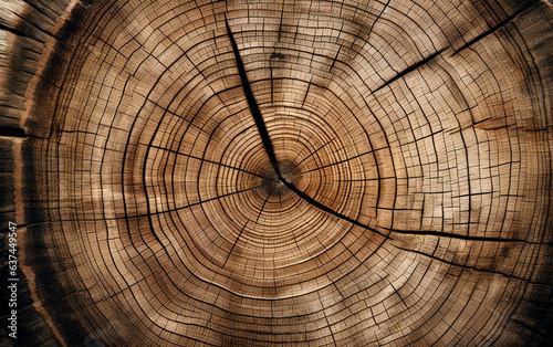 Top view of close up tree trunk circles background with natural lighting
