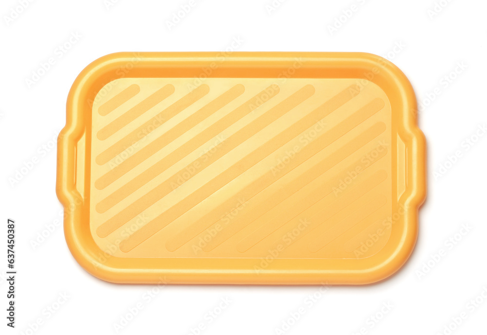 Empty orange plastic rectangular serving tray Empty orange plastic rectangular serving tray