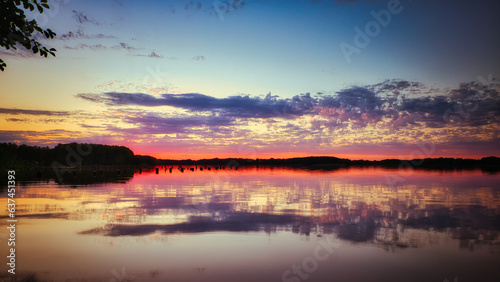 Fototapeta Naklejka Na Ścianę i Meble -  Sunset over the River - - Beautiful - Sunrise - Colorful - Clouds - Sky - Sundown