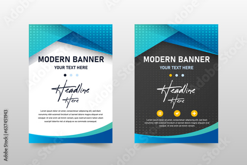Photos Abstract Elegant Gradient Diagonal Banner Template With Black and Blue Shapes