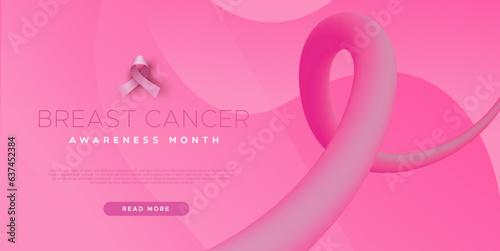 Breast Cancer awareness pink abstract ribbon web banner template
