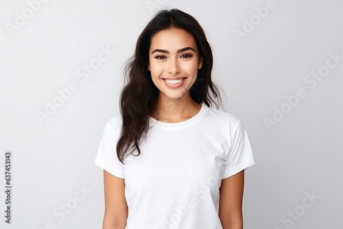 Generative AI portrait of attractive young woman fashion model demonstrating perfect hair salon care
