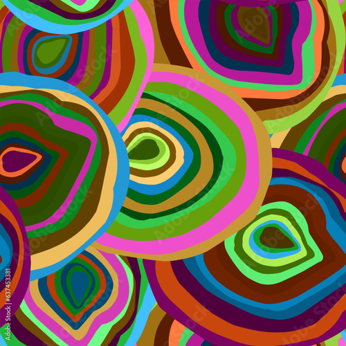 Abstract psychedelic pattern from stylized vintage colored elements. Vector seamless pattern