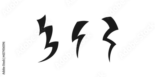 Thunder and Bolt Lighting Flash Icons Set. Vector