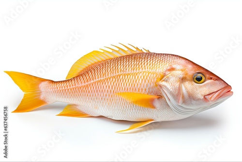Fresh Raw Yellow Tail Snapper - Isolated on White Background - Premium Seafood Cuisine: Generative AI