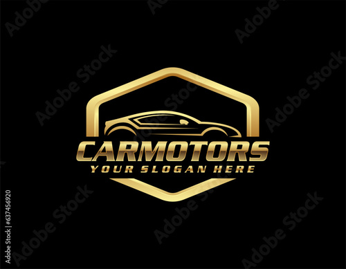 Sports car logo icon set. Motor vehicle dealership emblems. Auto silhouette garage symbols. Vector illustration.