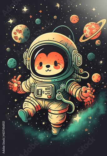 Cute Astronaut in Outer Space
