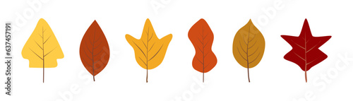 Autumn leaves. Leaves icon set. Flat style.