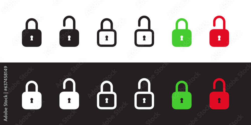 Locked and unlocked lock icons. Padlock icons. Vector scalable graphics Locked and unlocked lock icons. Padlock icons. Vector scalable graphics
