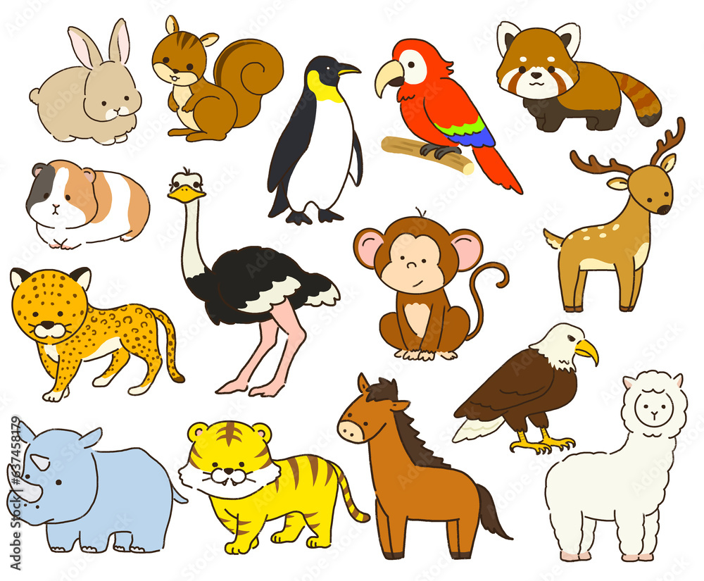 Fototapeta premium 動物園 動物のイラストセット ２