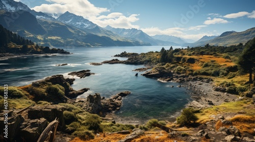 landscape with lake and mountains