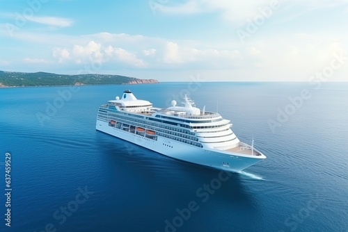 Cruise Ship. Cruise Liners beautiful white cruise ship above luxury cruise in the ocean sea at early in the morning time concept exclusive tourism travel on holiday.