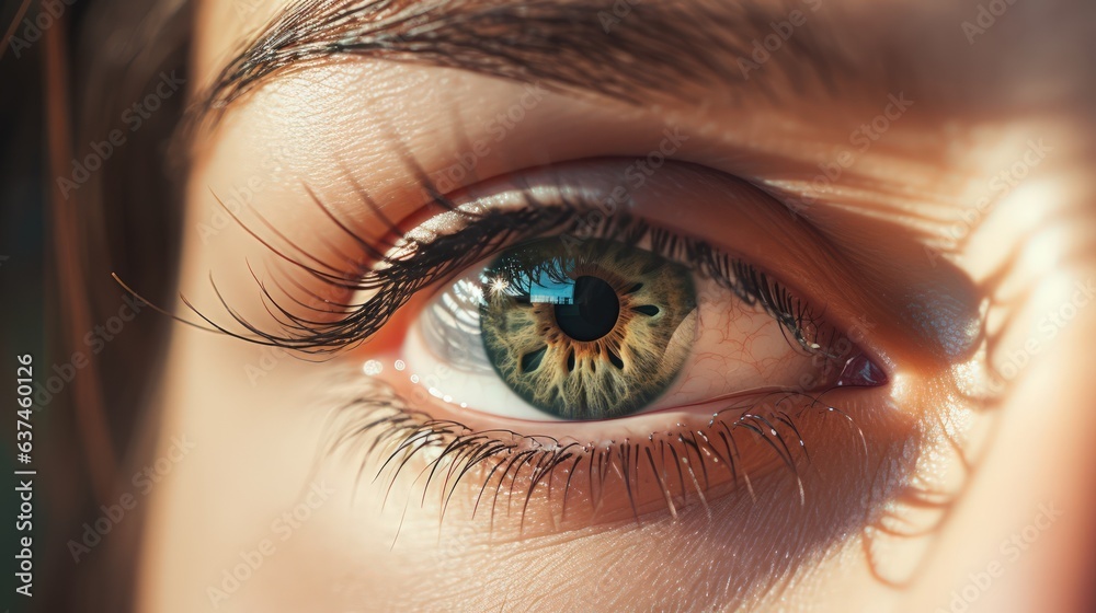 Close-up view of a female eye. Amazing Eyesight. Vision correction concept. Close-up view of a female eye. Amazing Eyesight. Vision correction concept.