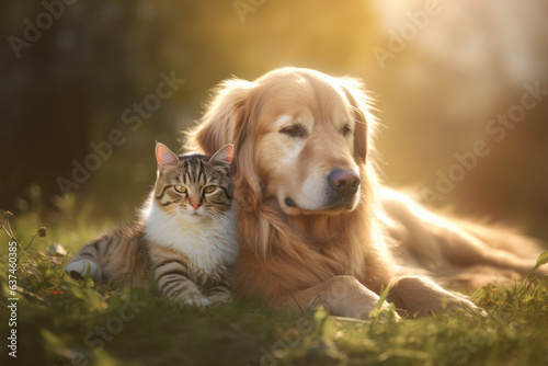 Dog and cat being friends