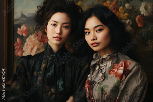 Portrait of two young Asian women
