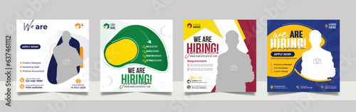 We are hiring job vacancy social media post template set. vacant recruitment marketing web banner square flyer design.