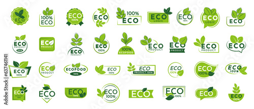 Set of eco logo. Green labels, badges and stickers