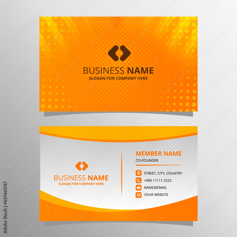 Fototapeta premium Abstract Yellow Dots Business Card Template With Abstract Lines