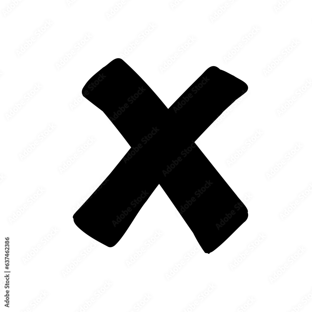 Obraz premium Bold X letter latin english in doodle hand drawn style isolated on white background. For logo, presentation, branding, education, font, signboard, lettering.