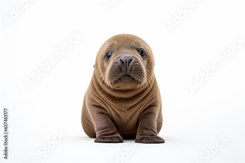 a small seal sitting on a white surface