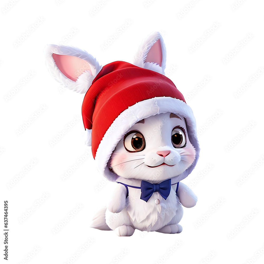 Bunny With Santa Hat Christmas Rabbit Svg Bundle, animal winter hat svg
