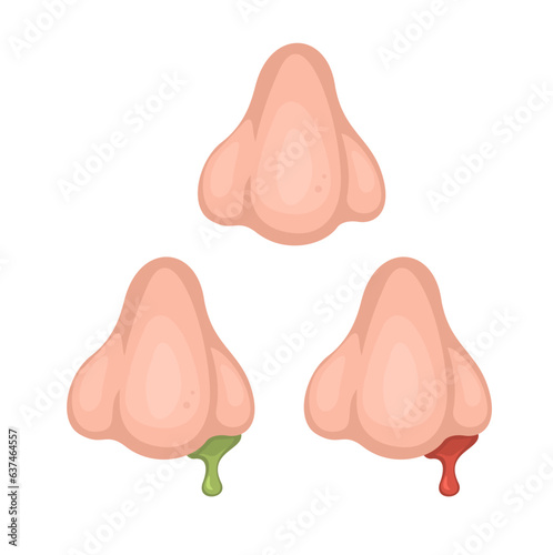 Nose Bleed And Runny Nose Symbol Set Cartoon illustration Vector