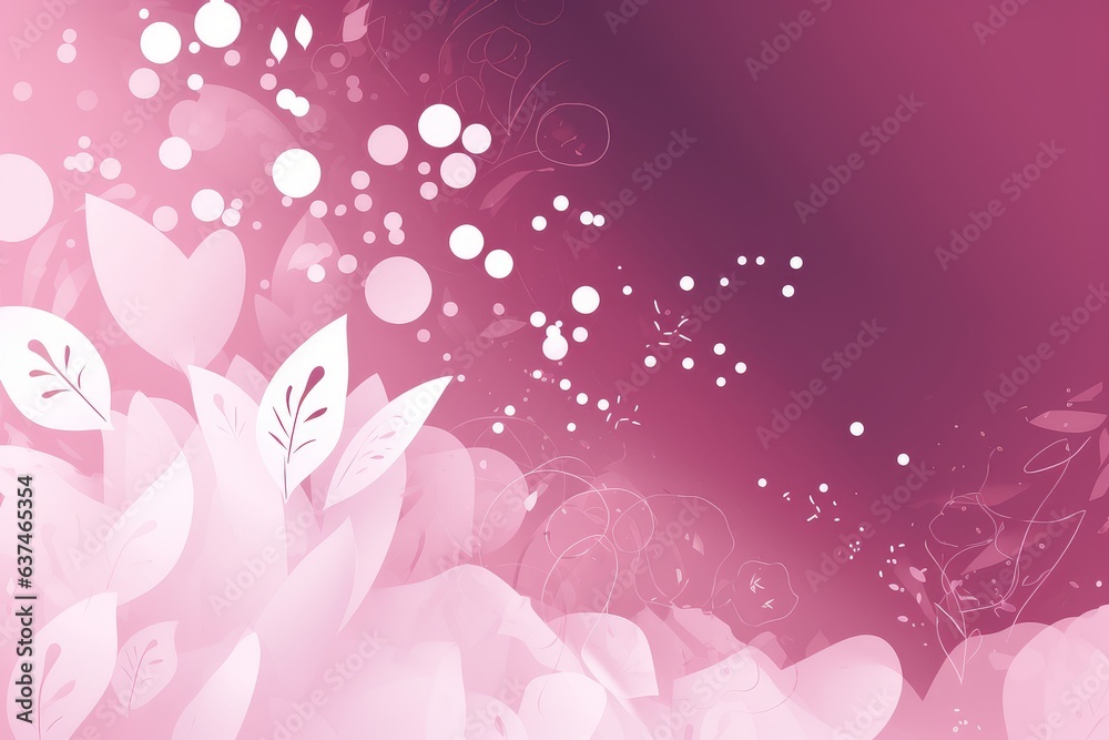 Pink background with white flowers and bubbles