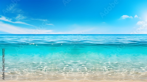Summer sea landscape with sunny sky and underwater space