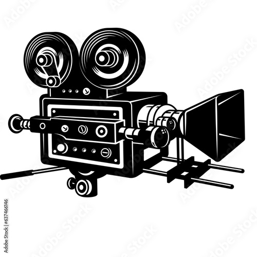 movie camera silhouette isolated on white background