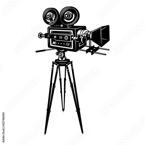 movie camera silhouette isolated on white background