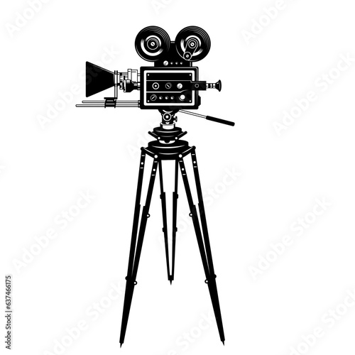 movie camera silhouette isolated on white background