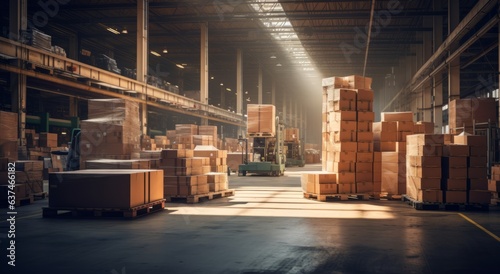 A warehouse with rows of wood for decorating the scene in the warehouse or the shooting scene