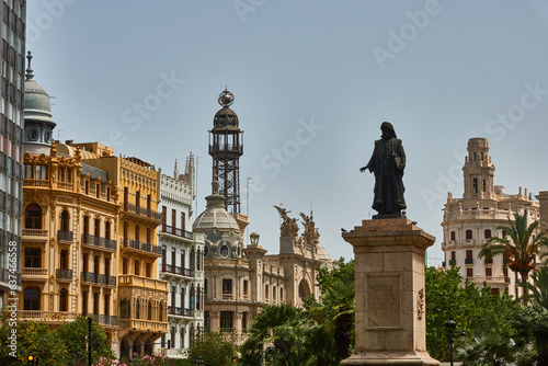 The old town of the city of Valencia with its emblematic buildings and squares. Valencian Community. Spain