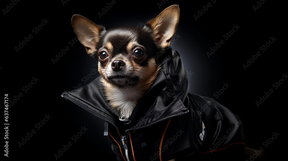 Chihuahua on a dark background, studio lighting. Chihuahua on a dark background, studio lighting.