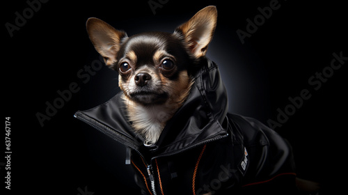 Chihuahua on a dark background, studio lighting.