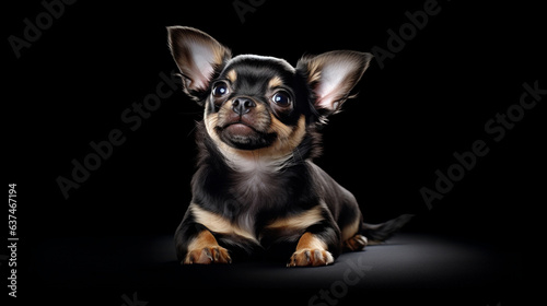 Chihuahua on a dark background, studio lighting. © ArturSniezhyn