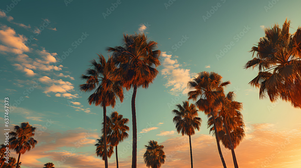 Coconut Palm Trees during Twilight Sunset Time