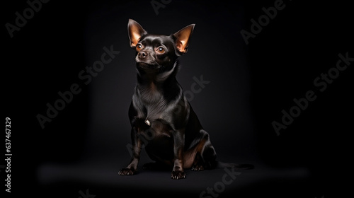Chihuahua on a dark background, studio lighting.
