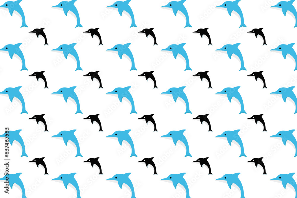 Fototapeta premium Flat Dolphin Animal Pattern Background