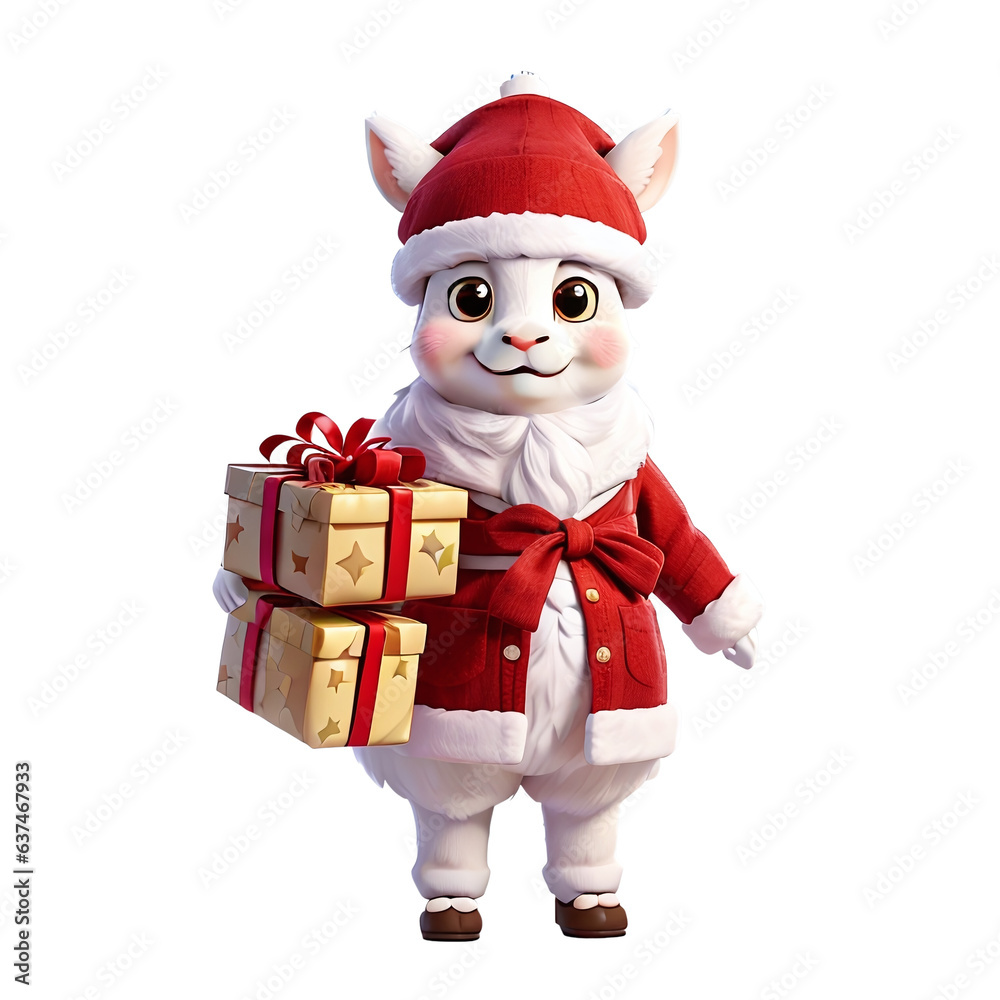 Llama Decor With Christmas Santa Hat Png Felt Christmas Design, animal png pattern decoration