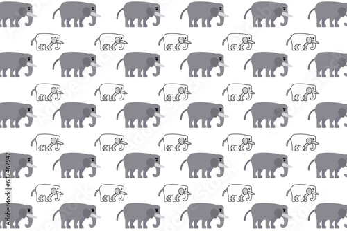 Flat Elephant Animal Pattern Background