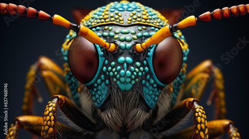 A magnified view of a fly with astounding clarity. AI generative.